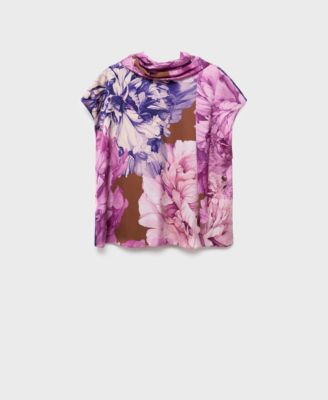 MANGO - Women's Floral Scarf Blouse