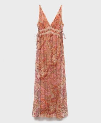Women's Paisley-Print Lace Trim Dress