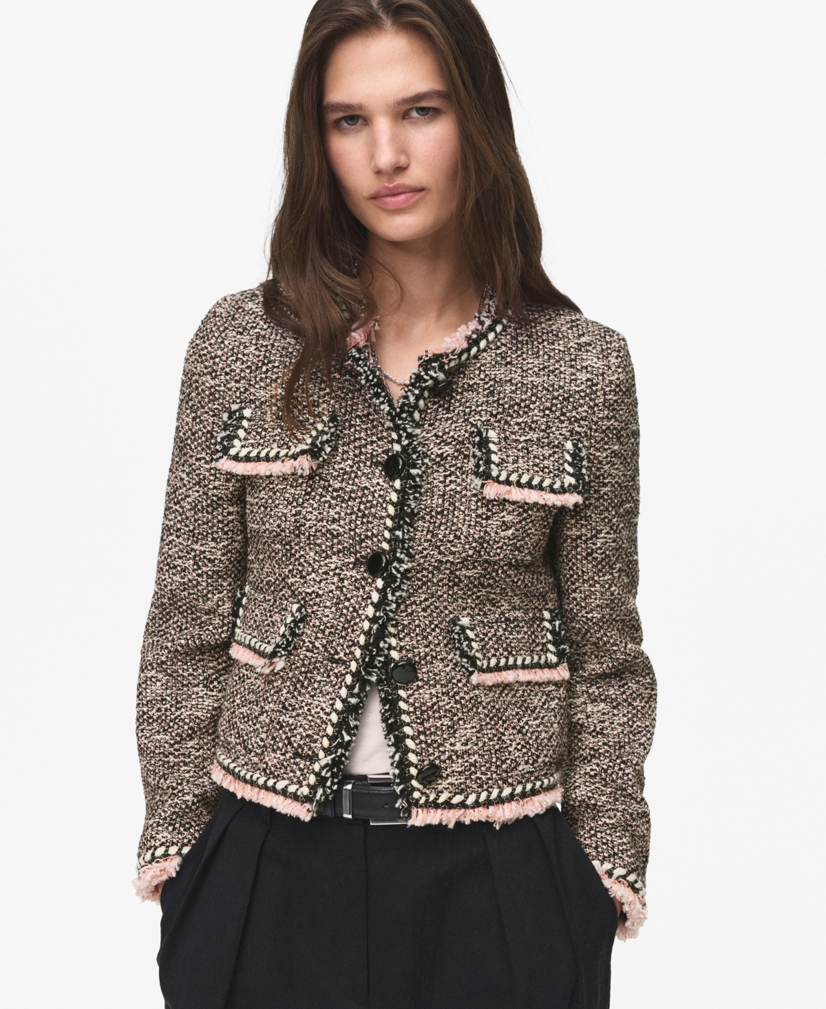 Mango Women's Pocket Tweed Jacket