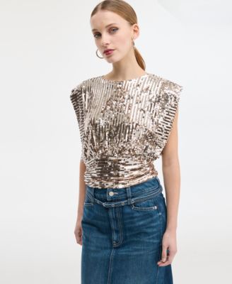 BOSS Orange - Women's Sequin Extended-Shoulder Top
