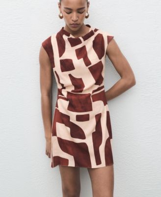 Women's Draped Neck Printed Dress