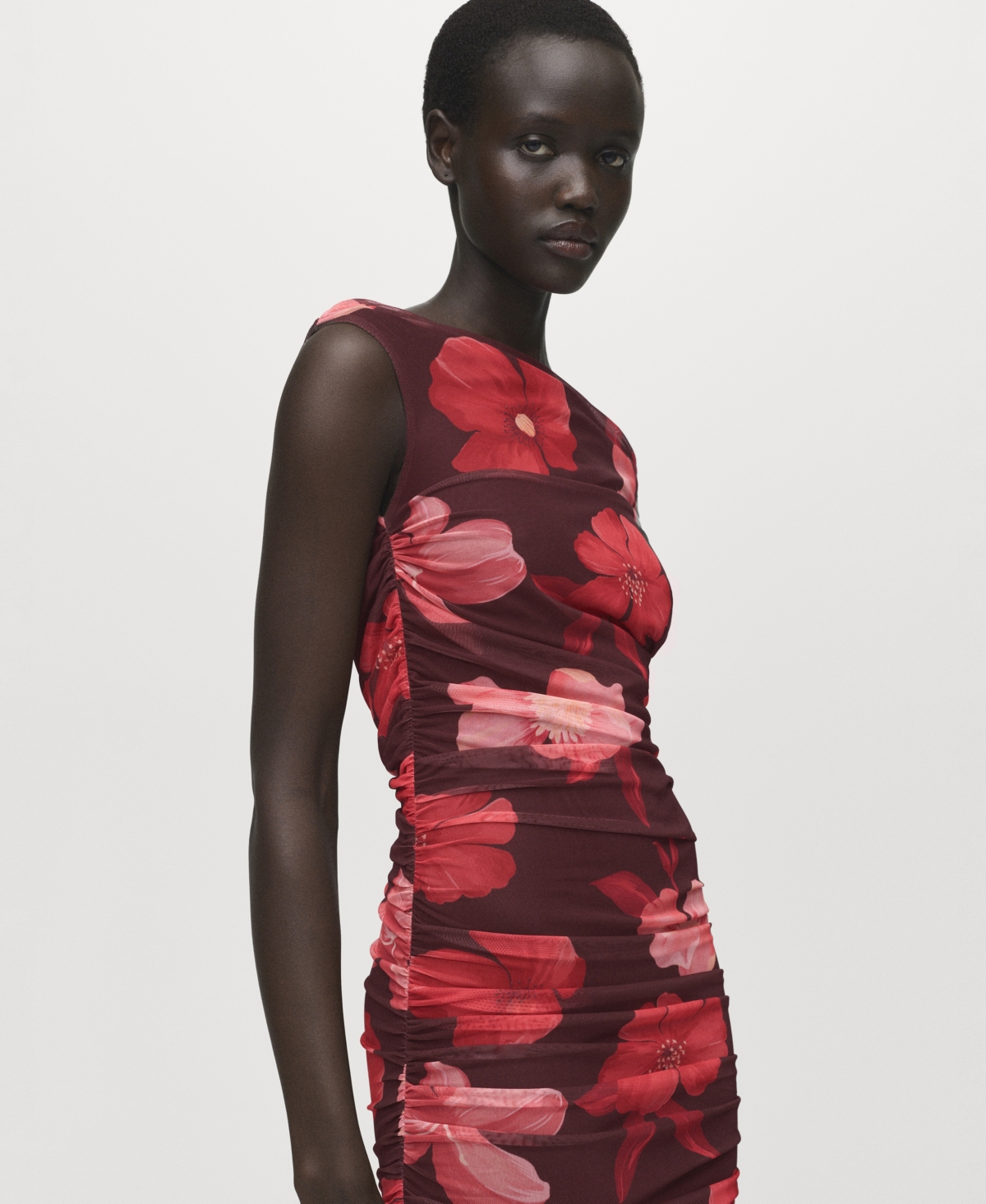 Mango Women's Asymmetrical Floral Dress In Red