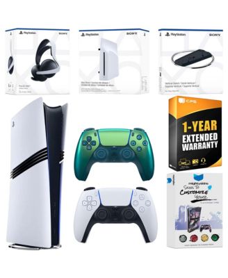 PlayStation 5 Pro Digital Bundle with Disc Drive, Extra Controller, Pulse Elite Wireless Gaming Headset, Vertical Stand, MightySkins Voucher and