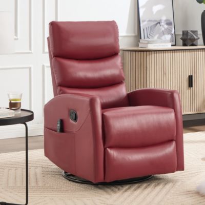 Heat Massage Manual Recliner Chair with Rocker and Swivel for Living Room