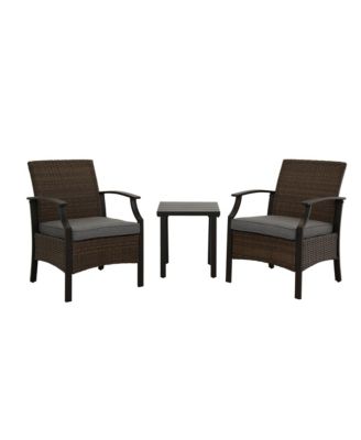 Rattan-Woven Powder-Coated Detachable 3-Piece Chat Set