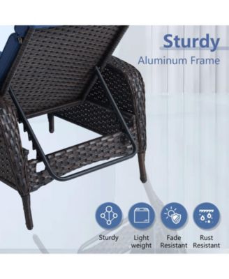 ArcLine PE Wicker Outdoor Chaise Lounge Recliner with Olefin Cushions