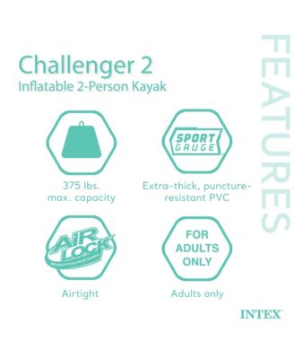 Challenger 2 Inflatable 2 Person Floating Boat Raft Set w/ Oars & Air Pump