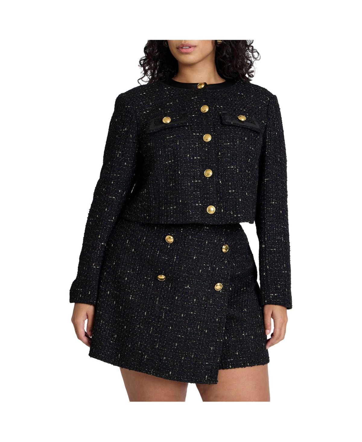 Eloquii Women's Plus Cropped Tweed Jacket