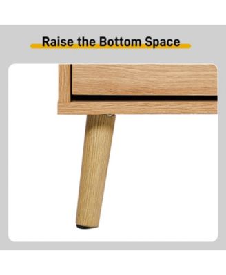 Shoe Cabinet with 2 Rows of 4 Dump Buckets High Feet Arched Rattan Surface