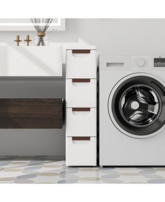 Drawer Rolling Organizer Unit Narrow Storage Cabinet with Built-In Wheels for Small Space