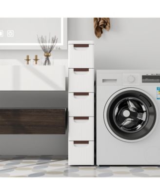 Drawer Rolling Organizer Unit Narrow Storage Cabinet with Built-In Wheels for Small Space