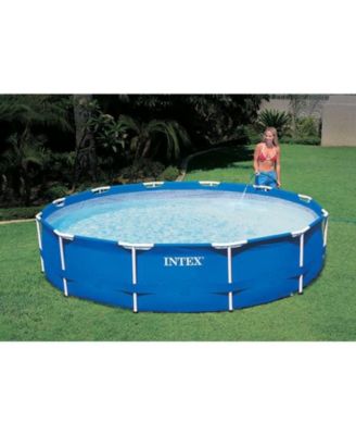12ft x 30in Metal Frame Above Ground Round Family Swimming Pool Set & Pump