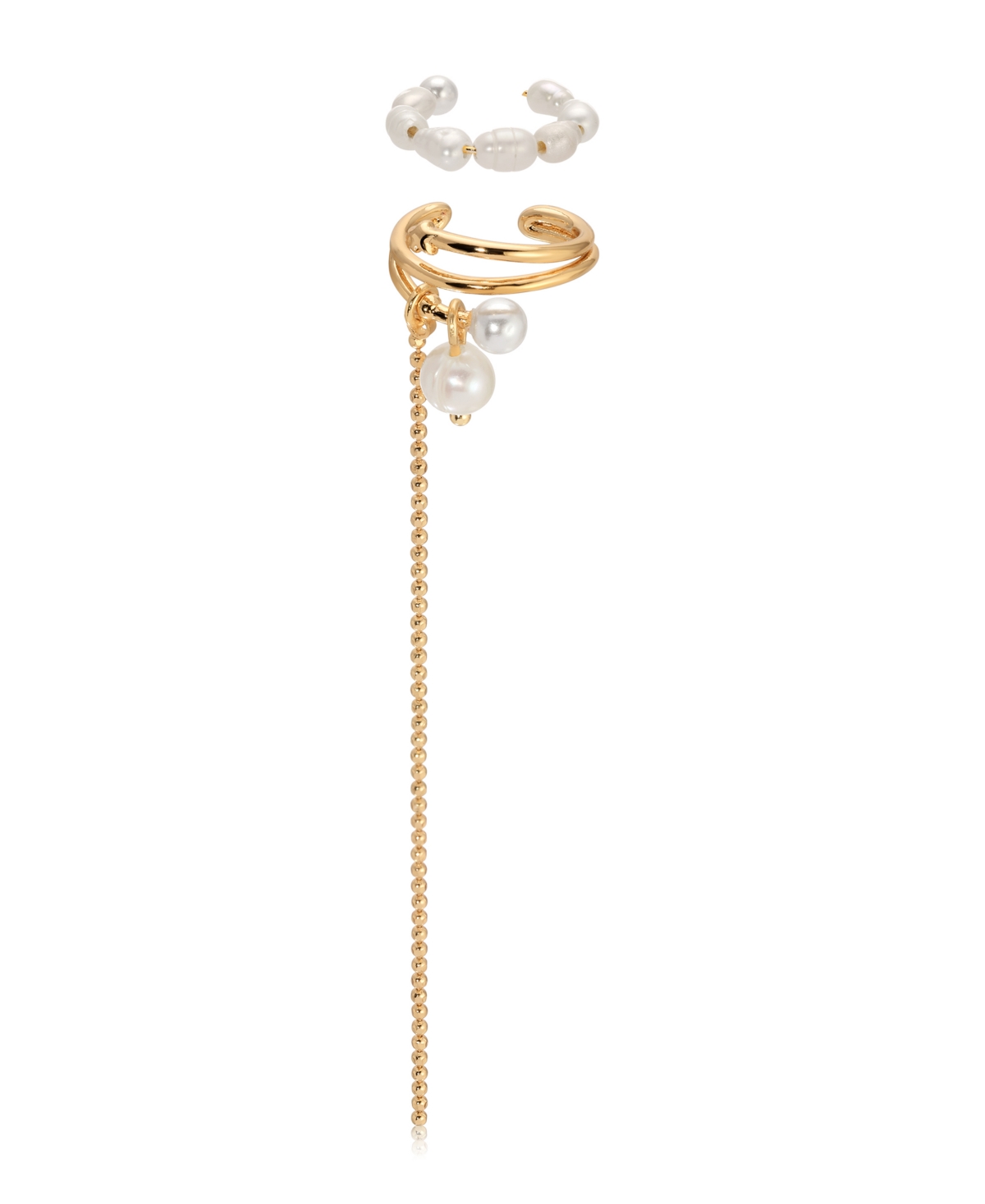 Ettika Cultivated Pearl Drama Gold Cuff Earrings Set In Gold