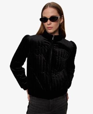 Women's Long Sleeve Quilted Velvet Jacket
