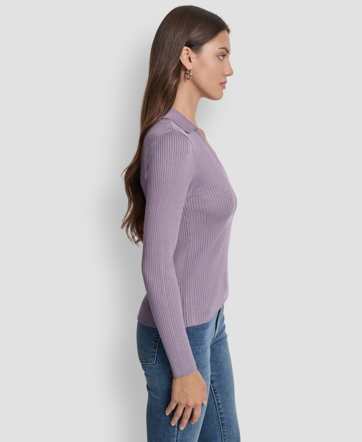 Dkny Jeans Women's Ribbed Long Sleeve Sweater In Purple