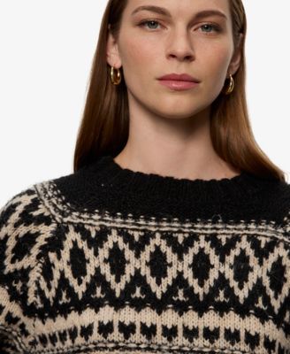 Women's Fair-Isle Crewneck Dropped-Shoulder Sweater