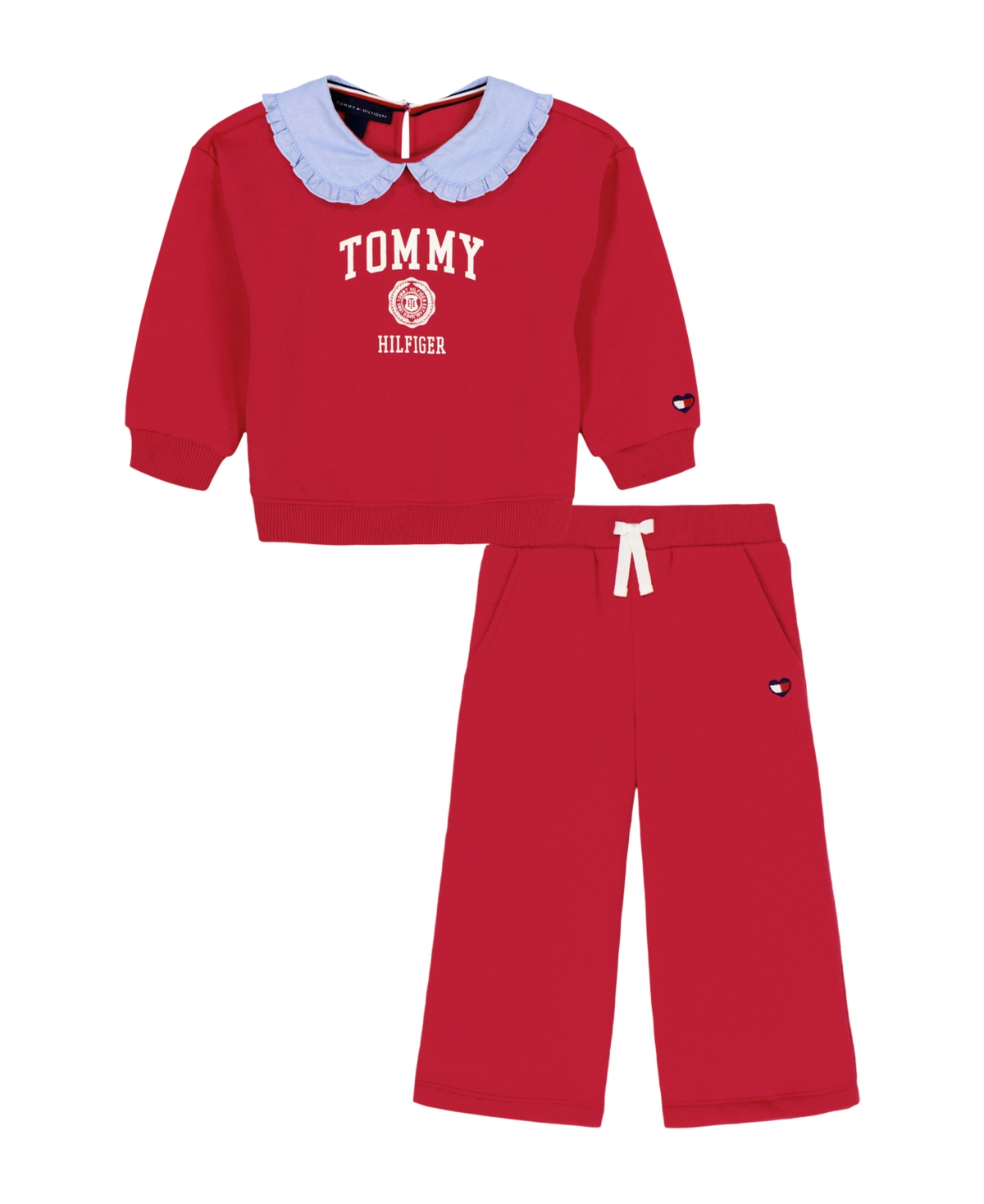 Tommy Hilfiger Baby Girls 2-piece Fleece Top And Pants Set In Red