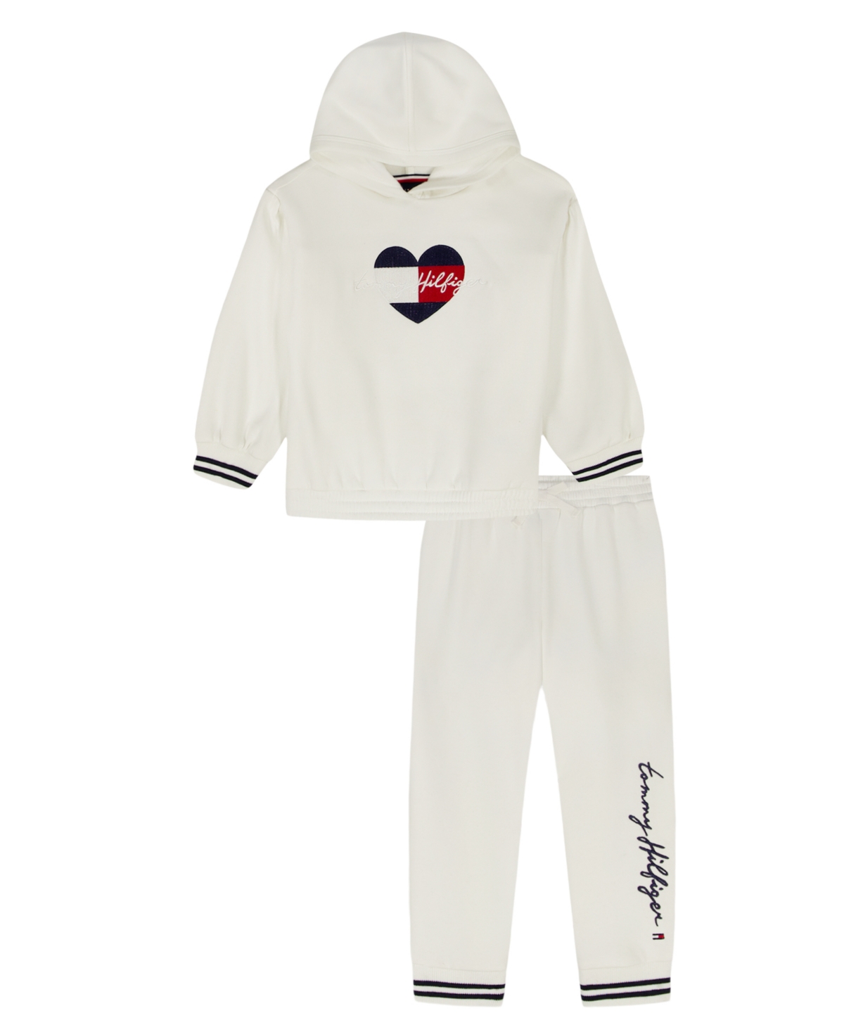 Tommy Hilfiger Baby Girls 2-piece Hoodie And Joggers Set In White