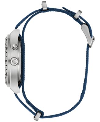 Men's Vintage Casual Lite Up Blue Nylon Strap Watch, 39mm