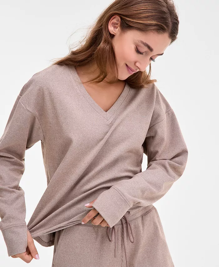 Women's Brushed Rib V-Neck Sweater - thumbnail 8