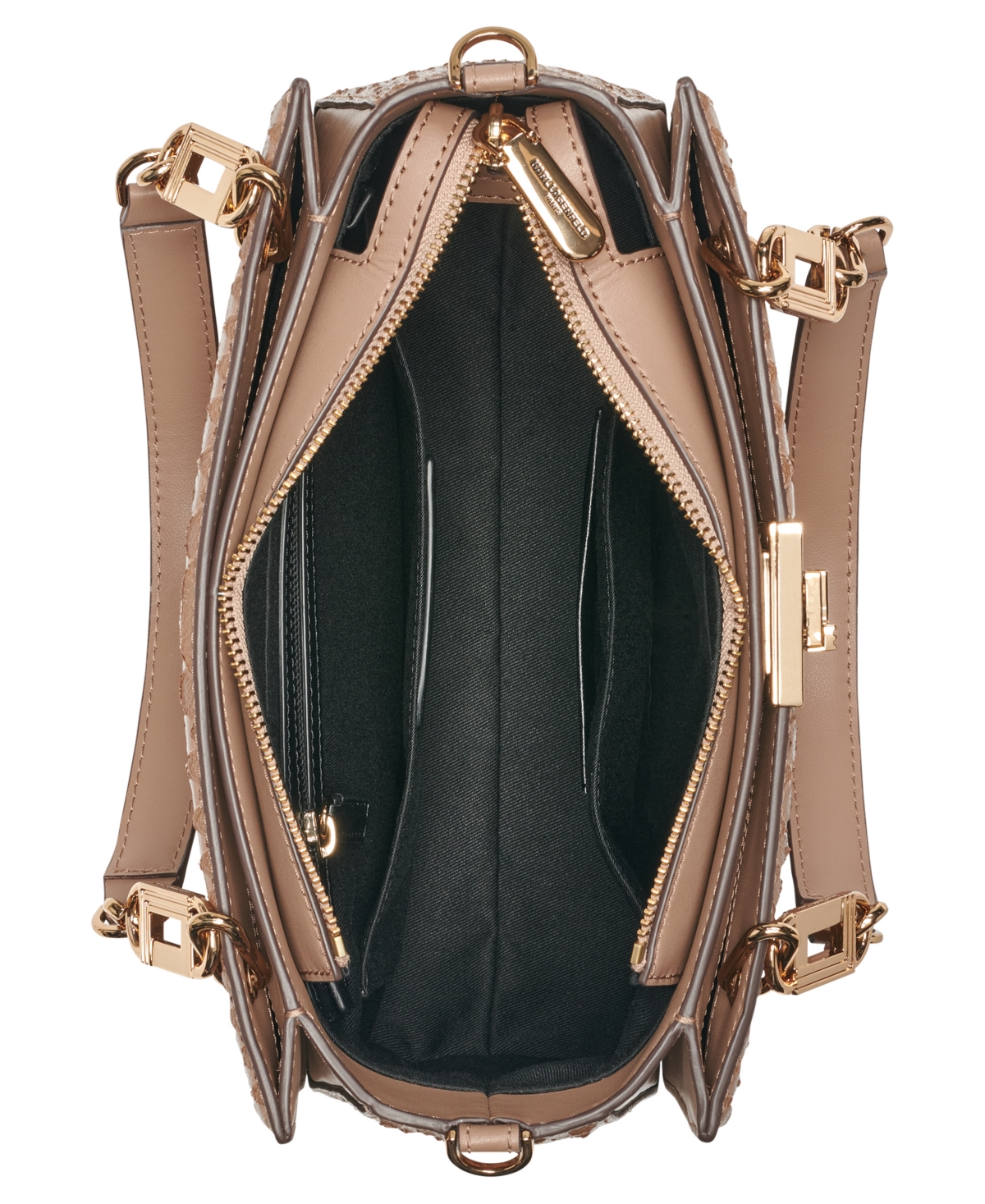 Karl Lagerfeld Ivette Top Zip Satchel Bag In Nude