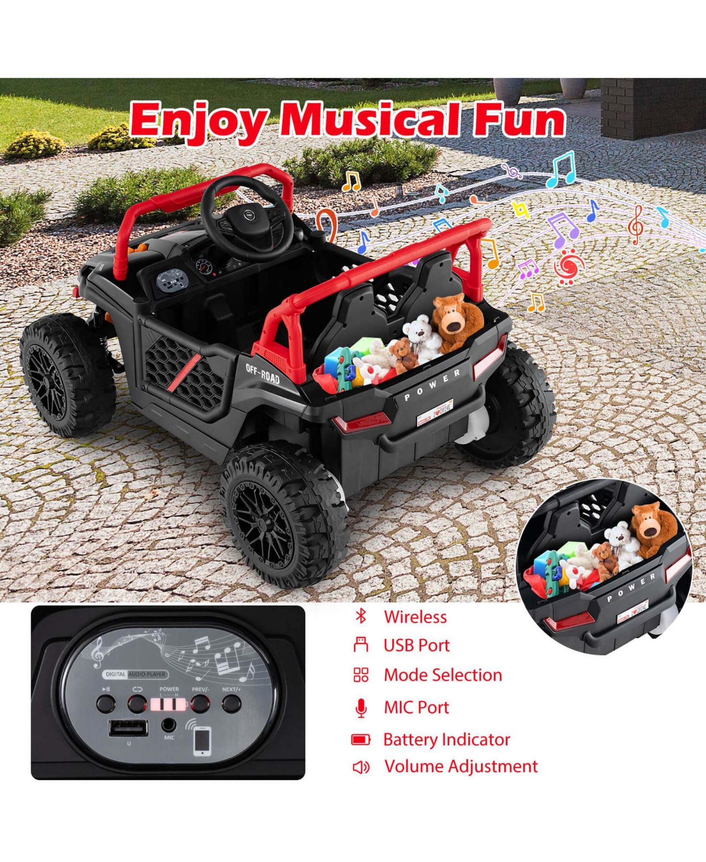 Детская игрушка Costway 12V Parental Remote Control Ride on Truck, цвет: Красный — фото 7