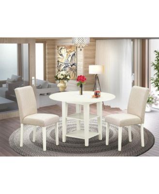 3-Pc Rubber Wood Drop Leaf Table Dining Room Set