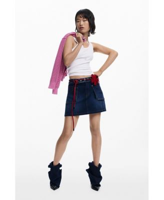 Women's Short denim skirt with belt