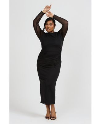 Women's Curve Long Sleeved Midaxi Dress
