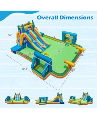 Inflatable Water Slide w/ 2 Long Slides Pool Climbing Walls 1100 W Blower