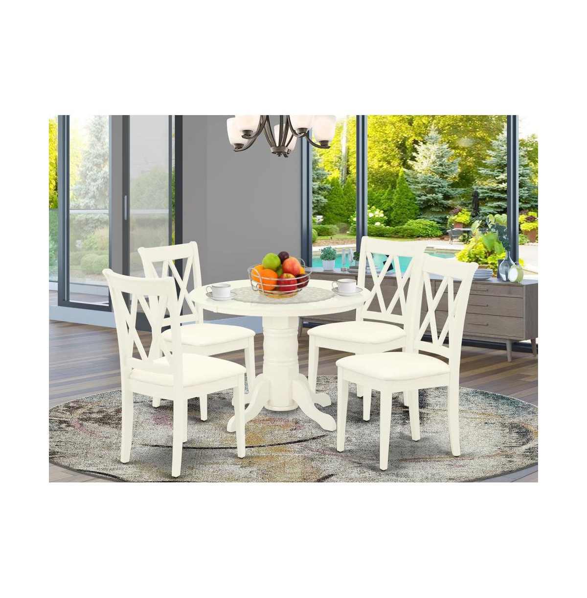 East West Furniture Dining Room Set Linen White