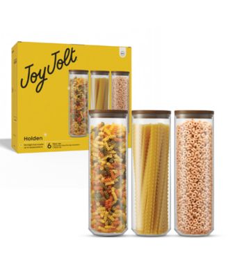 Holden Stackable Glass Storage Canister with Wood Lids, Set of 3