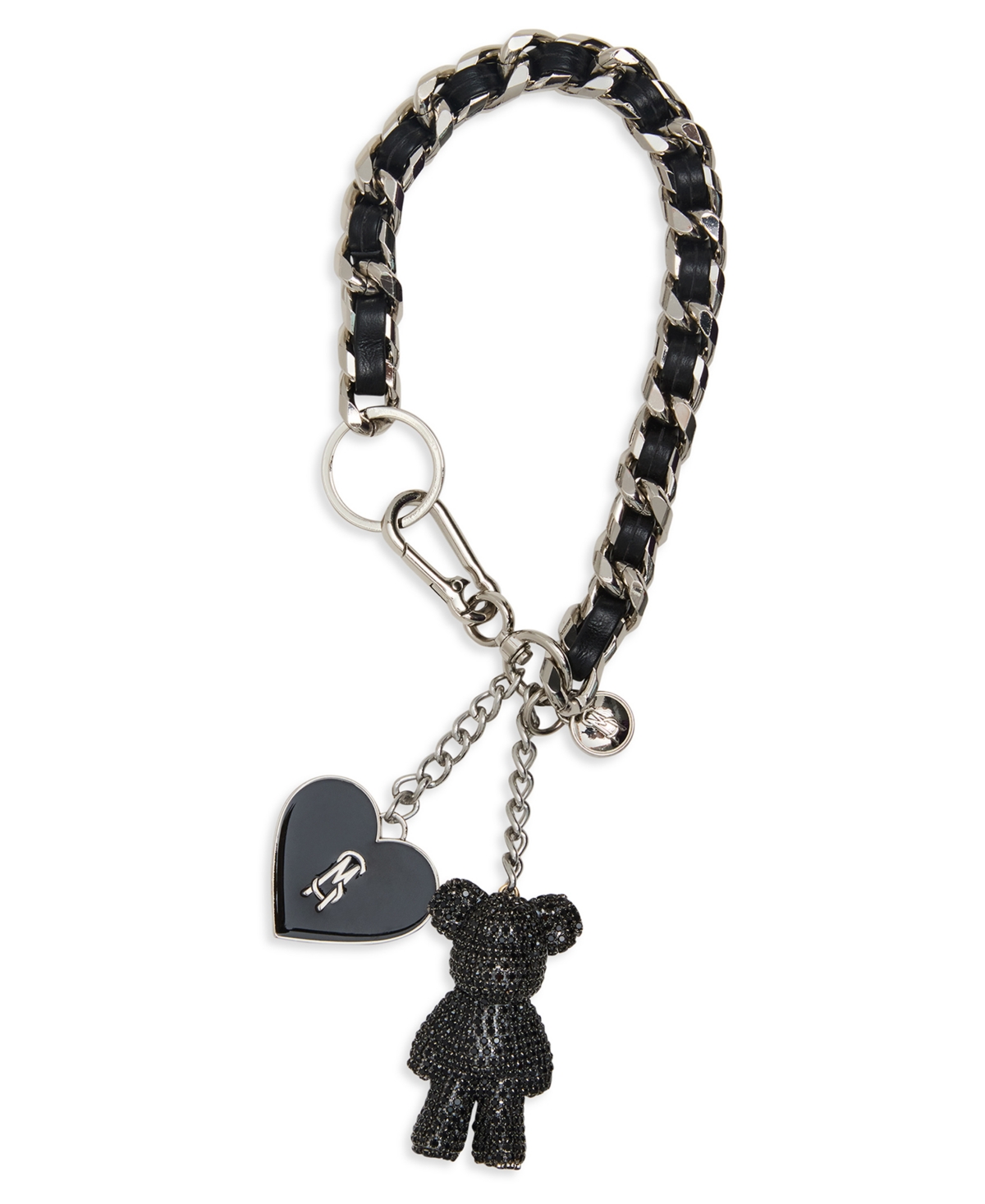 Steve Madden Boxed Rhinestone Heart And Bear Charms In Black
