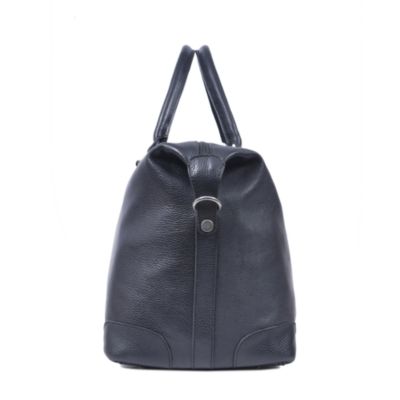 Black Full-Grain Leather Travel Duffel Bag