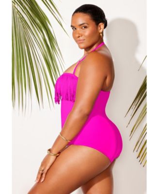 Women's Fringe Bandeau One Piece Swimsuit