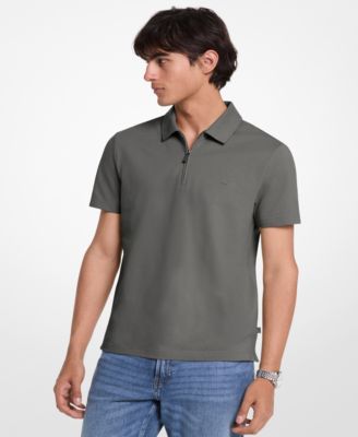 Men's Sleek Regular-Fit 1/4-Zip Piqu&eacute; Polo Shirt