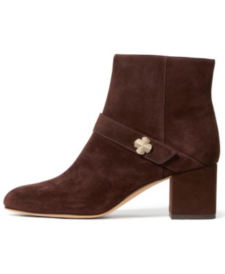 Women's Spade Flower Block Heel Ankle Booties