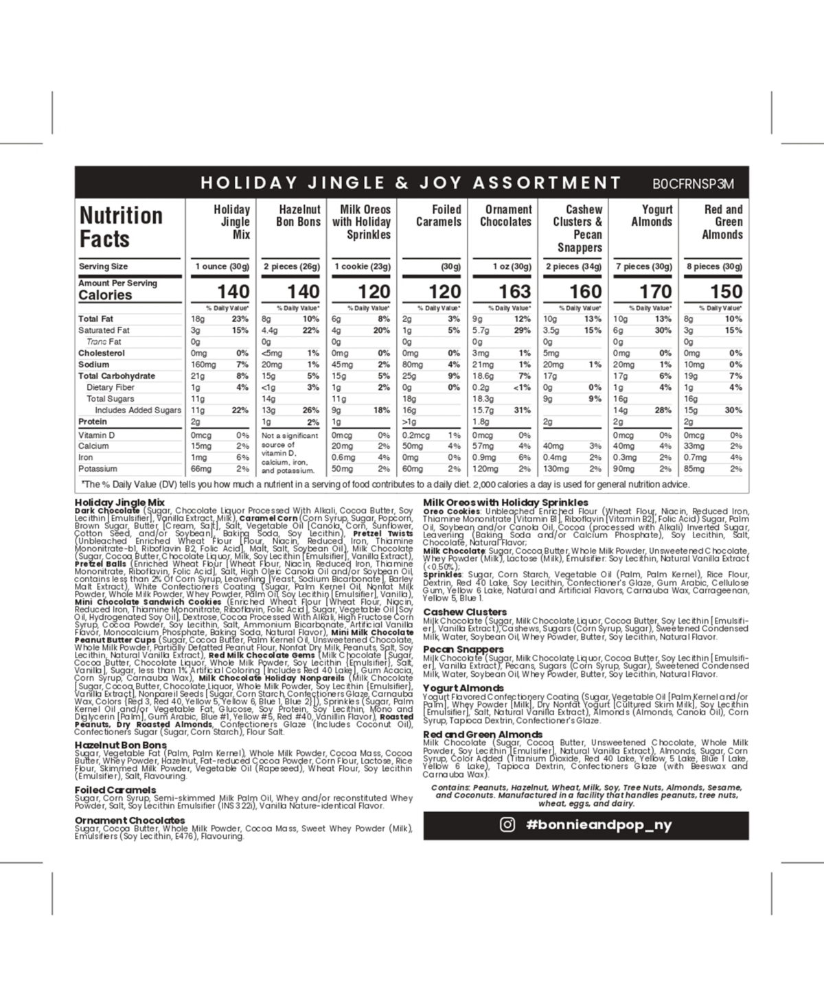 Bonnie & Pop Christmas Ornament Sweets Gift Tin, 6 Sections