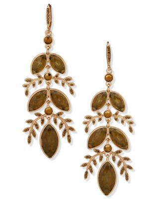 Glass and Resin Stone Branch Linear Earrings