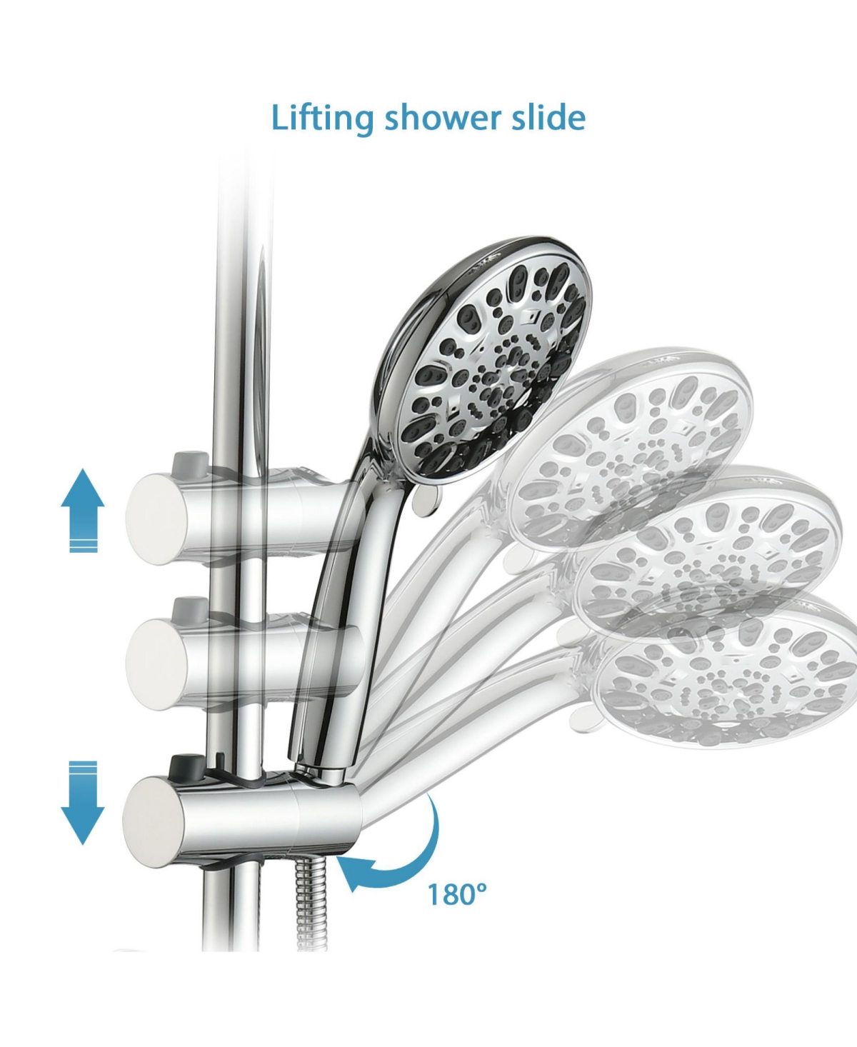 Rainsken Handheld Showerhead & Rain Shower Combo, 5 Inch Rain Shower & 7-Spray Handheld Combo with 26" Adjustable Slide Bar, Brush Nickel