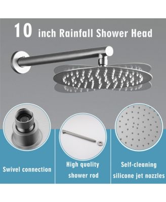 10 Inches Wall Mounted Shower with High Pressure Rain Shower Head and 5-Function Handheld Shower Head