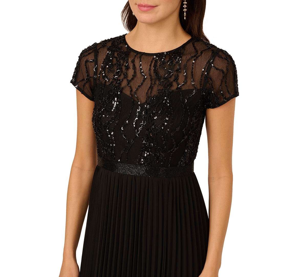 Adrianna Papell Women's Bead Pleat Long Dress In Brown