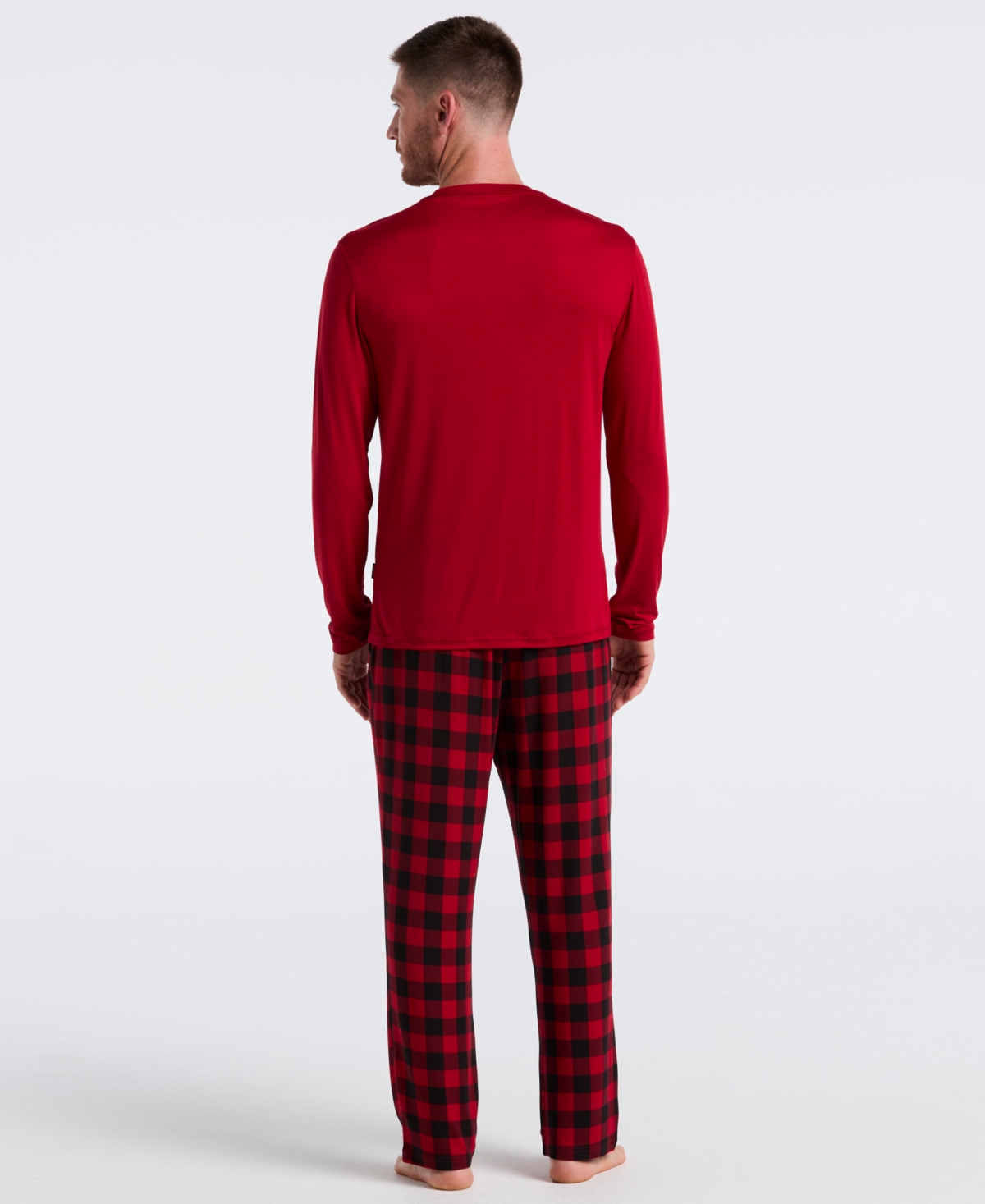Perry Ellis Portfolio Men's Deluxe Touch Buffalo Plaid Sleep Pants In Red