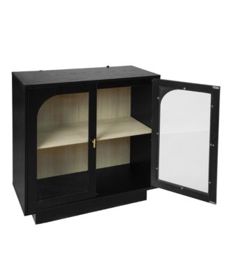 Storage Cabinet with Acrylic Door for Living Room 2 Door Storage Cabinet Sideboard Cabinet Entryway Cabinet, Black