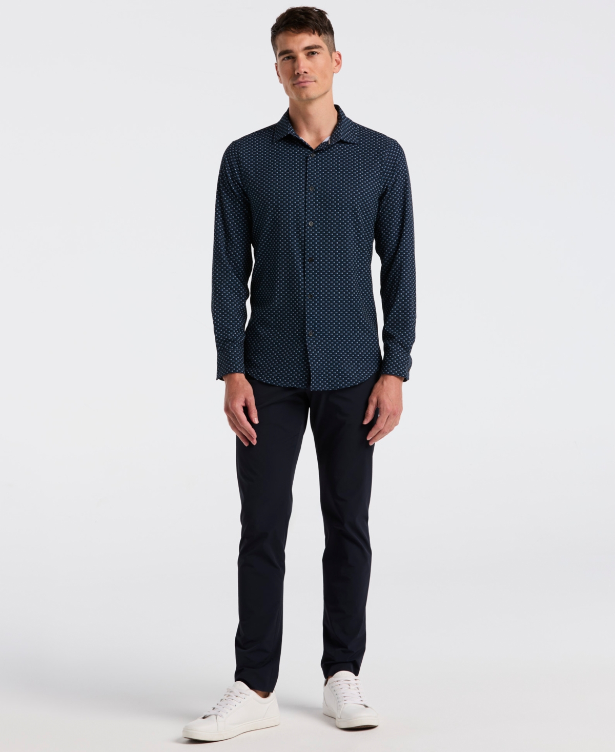 Perry Ellis Men's Grid Geometric Print Shirt In Blue