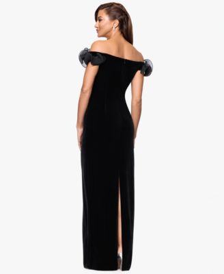 Petite Velvet Off-Shoulder Long Gown