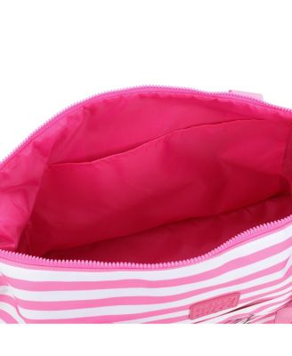 Character 17" Pink & White Striped Duffle Bag