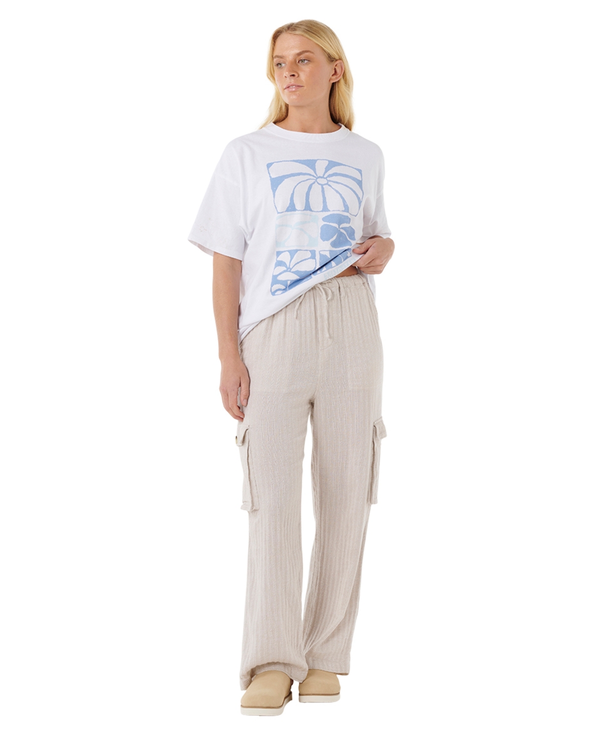 Rip Curl Women's Oceanic Textured Relaxed Fit Pants In Neutral
