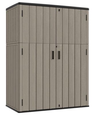 57Cu.ft Resin Outdoor Storage Shed with Floor, Waterproof Storage Cabinet for Garage, Garden, Pool & Bikes