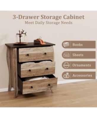 Dresser for Bedroom with 3 Folding Fabric Drawers and Anti-tipping Kit